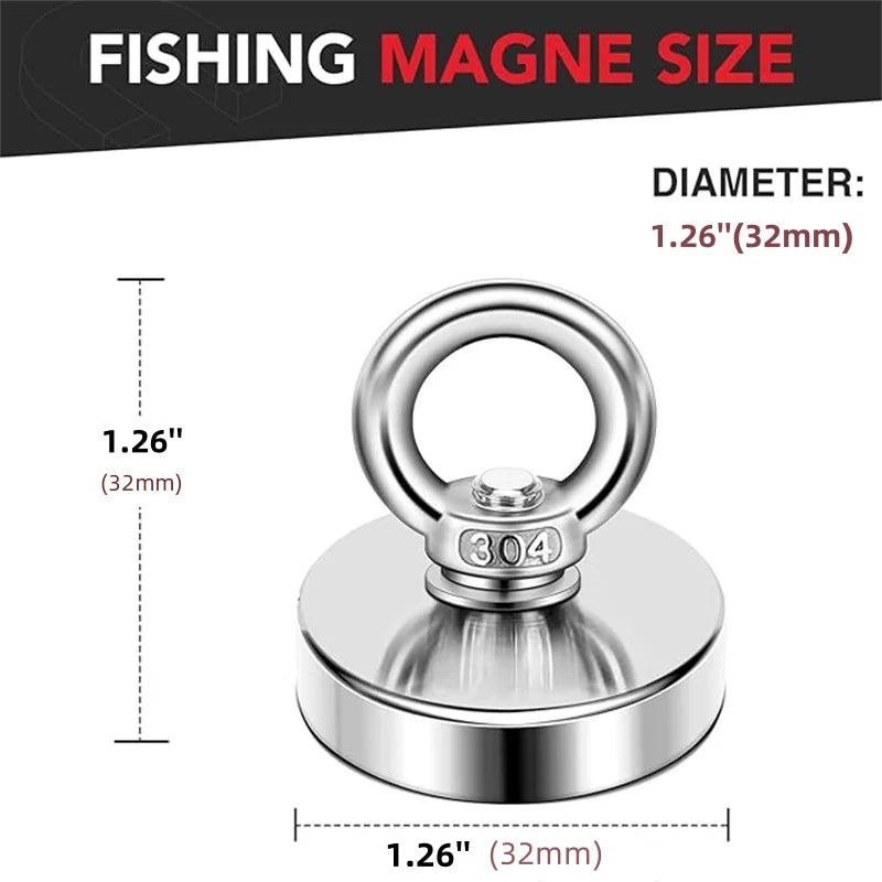 Super Strong Neodymium Fishing Magnet Hooks N52 Heavy Duty Magnet with Countersunk Hole Eyebolt Salvage Searcher Magnets