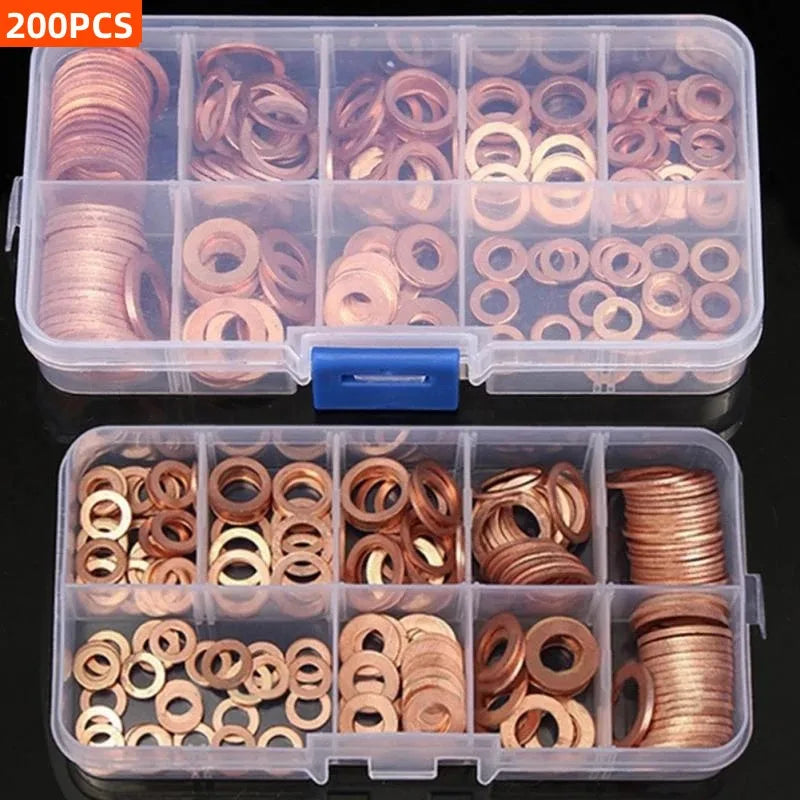 300/280/200/100Pcs Washer Copper Sealing Solid Gasket Washer Sump Plug Oil For Boat Crush Flat Seal Ring Tool 300/280/200/100Pcs