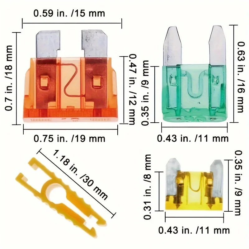 300pcs Car Blade Fuse Assortment Kit Auto Truck Automotive Medium Small Fuse Mixed Motorcycle Circuit Fuse With Box