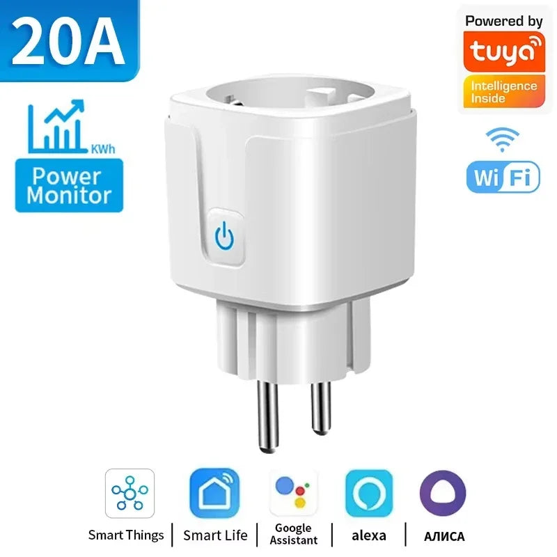 Tuya Smart WiFi/Zigbee Plug Socket EU Outlet 16A/20A with Power Monitoring Timer Function Voice Control Alexa Google Home Alice