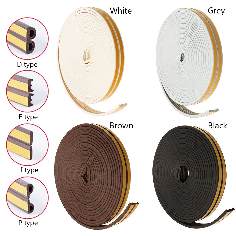 10 Meters DIPE Self-Adhesive Door And Window Sealing Strip Glass Window Anti-Collision Rubber Strip Foam Sound Insulation Strip