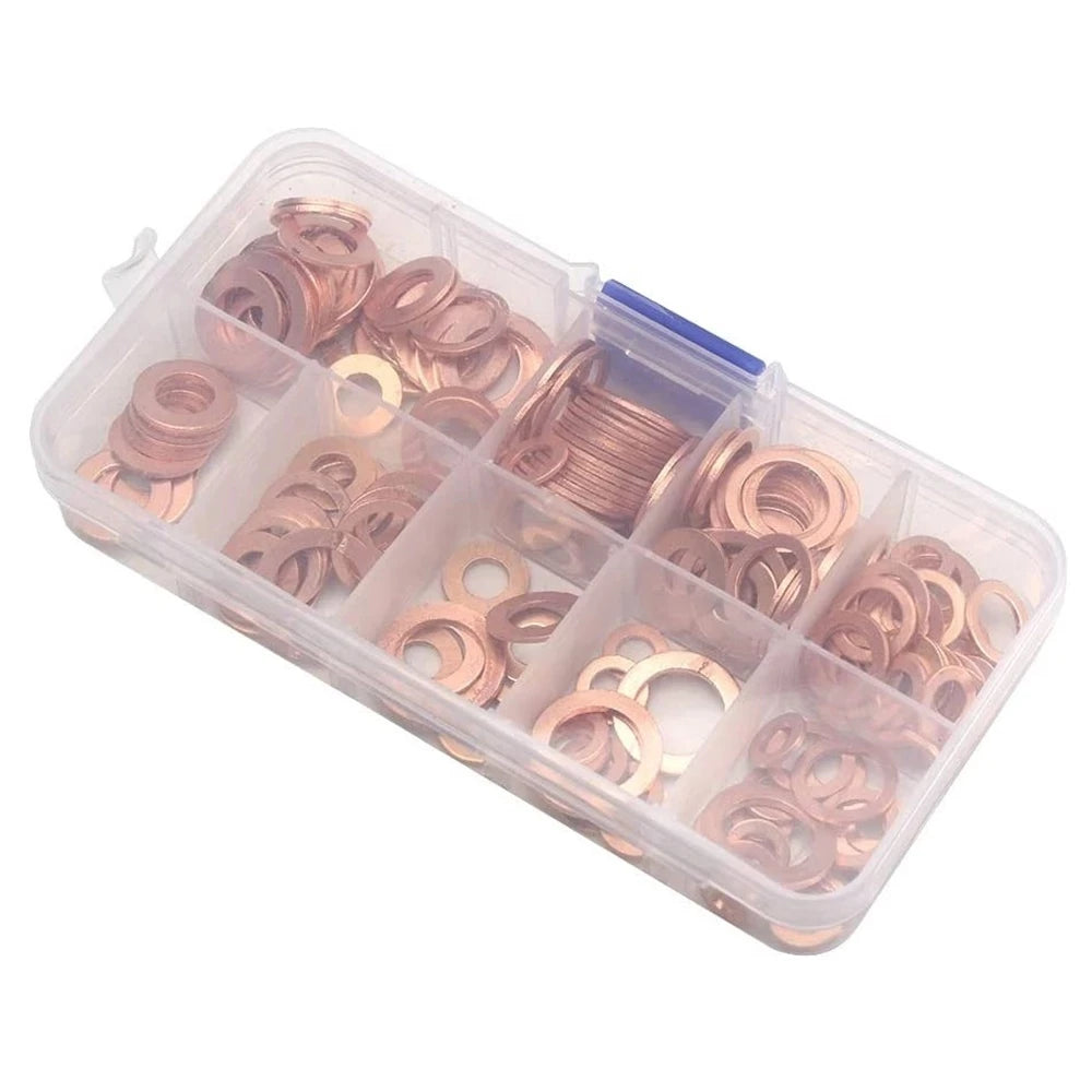 300/280/200/100Pcs Washer Copper Sealing Solid Gasket Washer Sump Plug Oil For Boat Crush Flat Seal Ring Tool 300/280/200/100Pcs